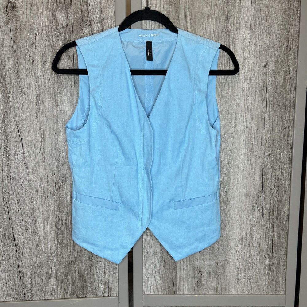 Marc Cain Sports Womens Vest Zipp Closure Linen Cotton Blue Color Size 1